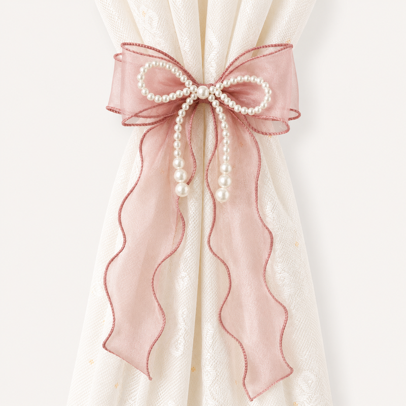 CouldNook Lace Embroidery Bow Curtain Tieback 2PCS Set - Window Styling Accent