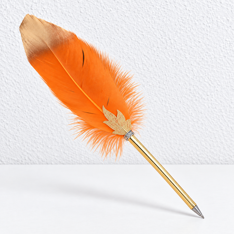 CouldNook Feather Ballpoint Pen - Gold-Tipped Plume and Maple Leaf Accent