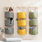 CouldNook Three-Pocket Hanging Organizer - Printed Fabric Wall Pockets
