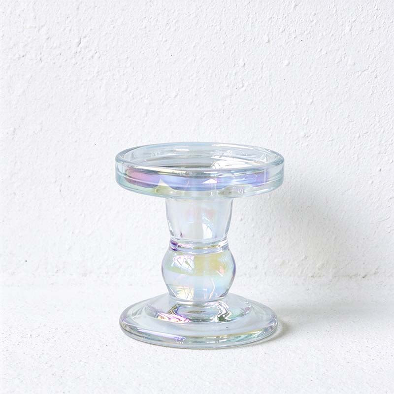 CouldNook Glass Pedestal Candle Holder - Tiered Stem And Separate Candle Options