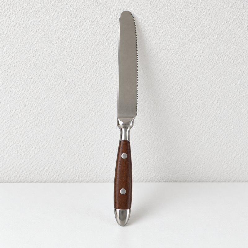 Wood Handle Flatware - Twin Rivets and Sculpted Necks