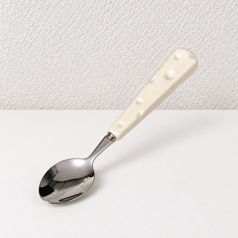 Cheese-Pattern Flatware - Ceramic Handles and Polished Heads