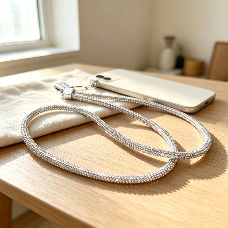 CouldNook Reflective Rhinestone Neck Phone Lanyard - Connector Loop