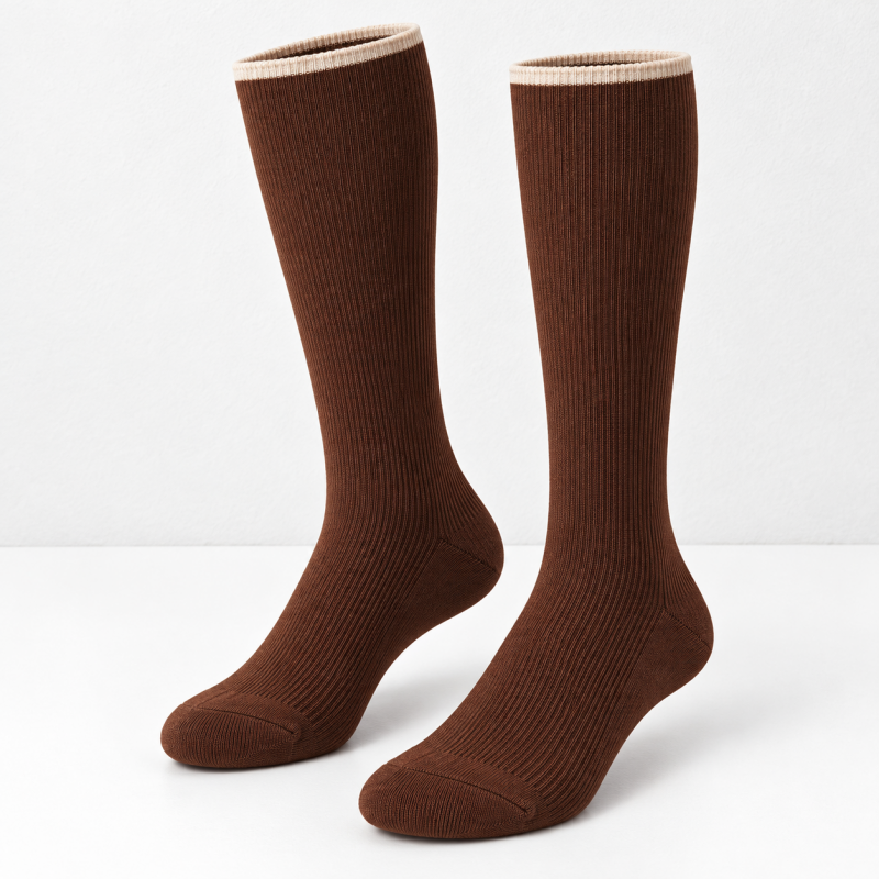 CouldNook Ribbed Calf Socks - Contrast Top Trim