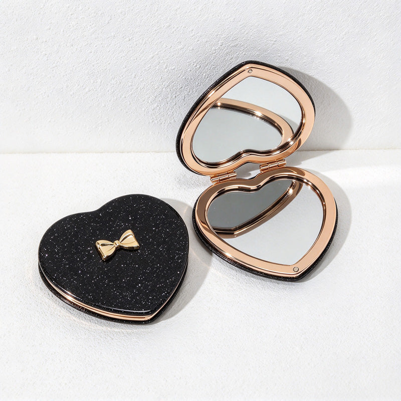 CouldNook Glitter Folding Compact Mirror - Hinged Case And Shaped Outline