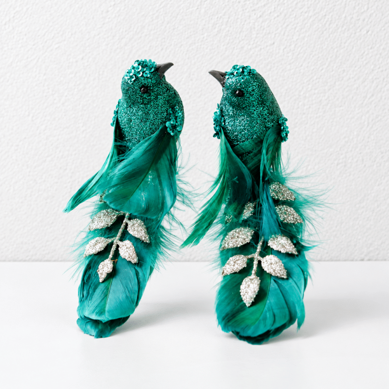 CouldNook Feather Bird Christmas Ornament - Glitter Detail