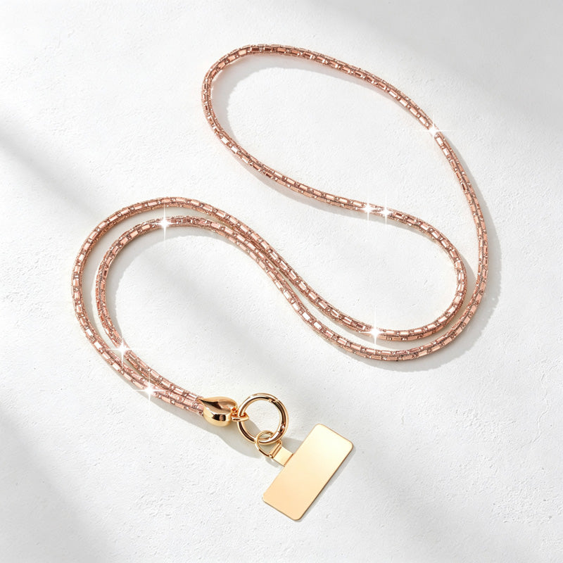 CouldNook Rhinestones Set Crossbody Phone Strap with Heart-Shaped Links