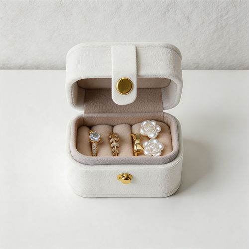 CloudNook Snap Button Jewelry Box‑Mini Travel Ring Storage Case