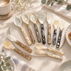 CouldNook Natural Shell Tasting Spoon - Soft Floral Pattern