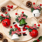 CouldNook Christmas Bell Ornament - Checkered Bows and Greenery Accents
