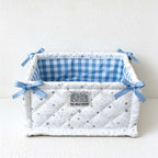CouldNook Quilted Storage Basket - Open Top And Decorative Corner Ties
