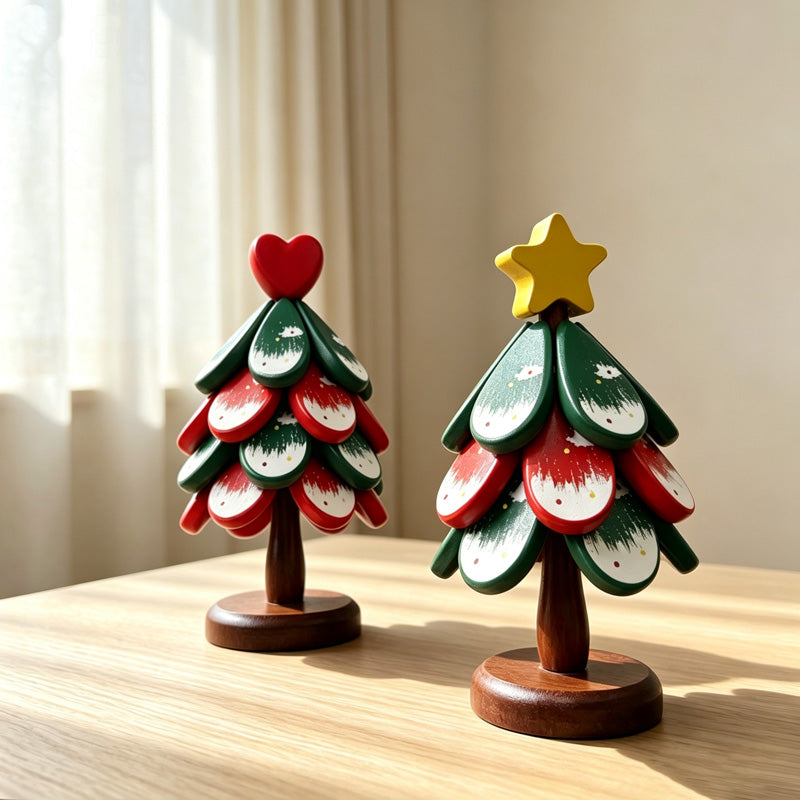 CouldNook Christmas Tree Trivet Set - Red and Green Layers
