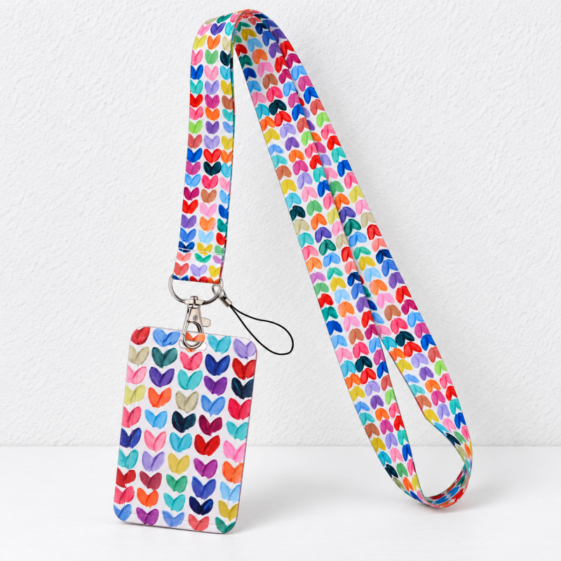 Heart Badge Holder - Patterned Frame and Matching Lanyard