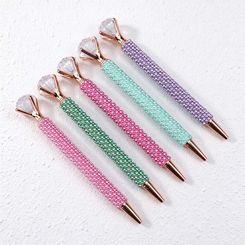 CouldNook Faceted Top Ballpoint Pen - Beaded Barrel And Open Prongs