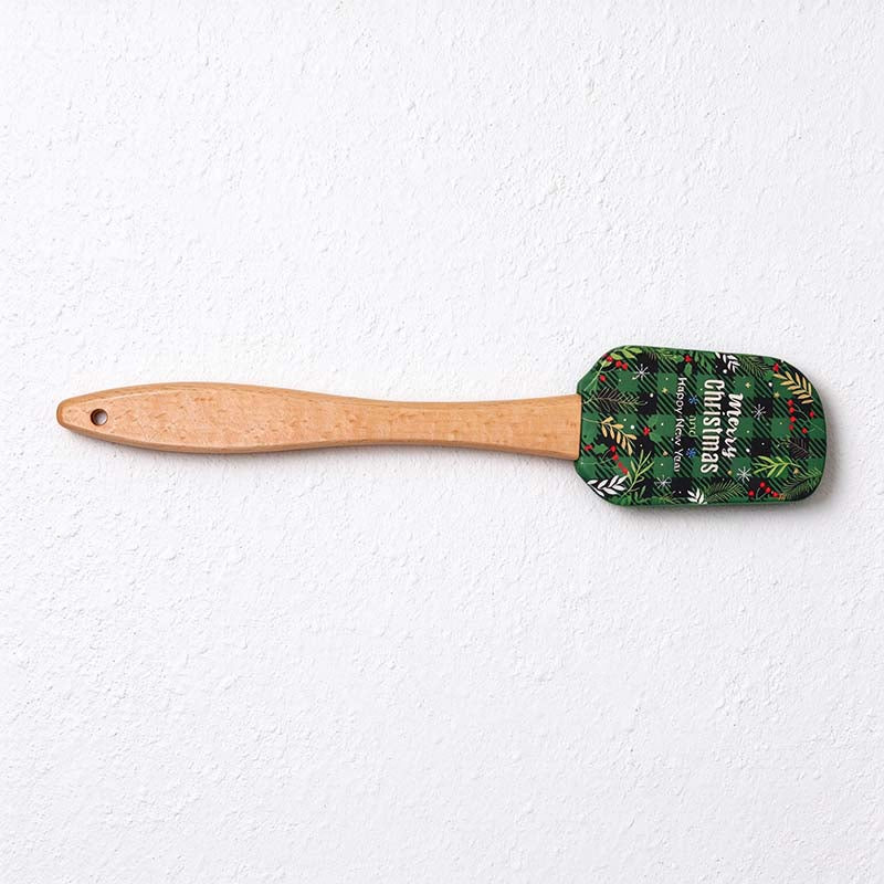 CouldNook Christmas Silicone Spatula - Printed Head and Beech Handle