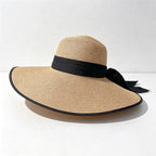CouldNook Color Block Bow Back Sun Hat - Adjustable Wide Brim Style