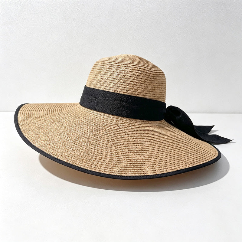 CouldNook Color Block Bow Back Sun Hat - Adjustable Wide Brim Style