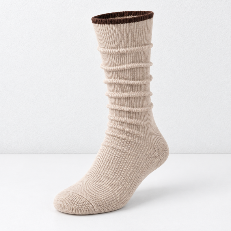 CouldNook Ribbed Calf Socks - Contrast Top Trim
