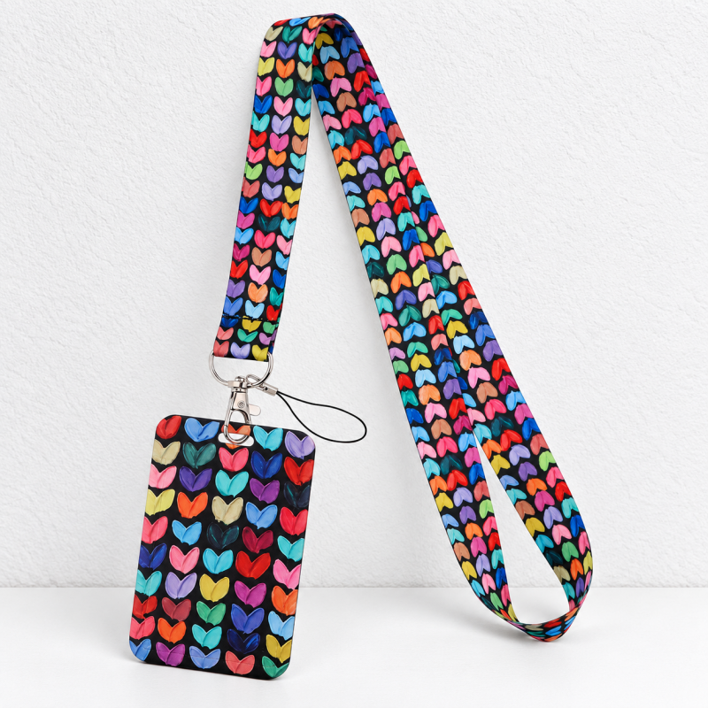 Heart Badge Holder - Patterned Frame and Matching Lanyard