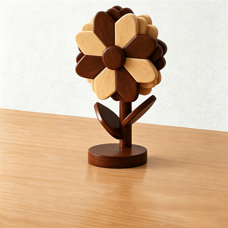 CouldNook Wooden Sunflower Trivet Set - Standing Petal Display