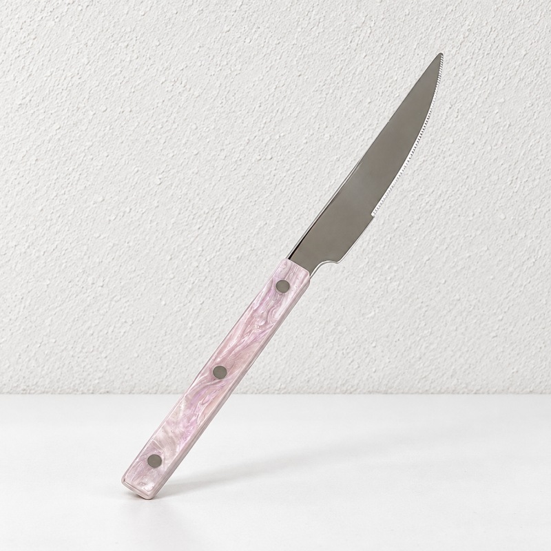 Marbled Handle Flatware - Straight Grips and Round Rivets