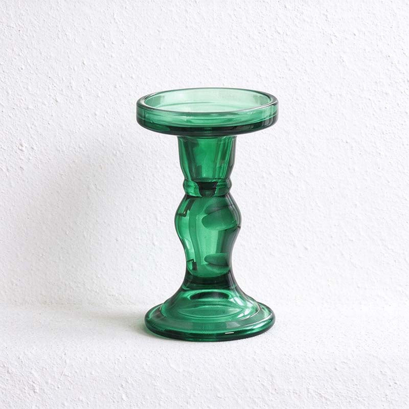 CouldNook Glass Pedestal Candle Holder - Tiered Stem And Separate Candle Options