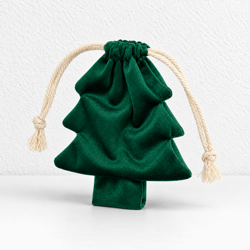 CouldNook Christmas Tree Drawstring Bag - Plain Fabric Pouch