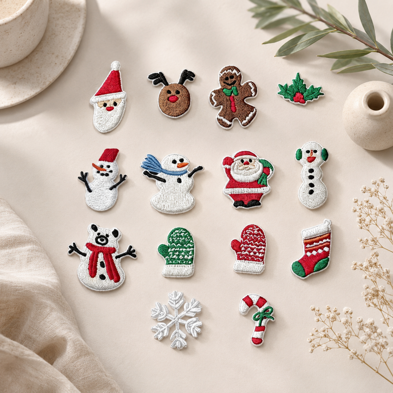 CouldNook Christmas Embroidered Patch - Snowman Tree and Holiday Motifs