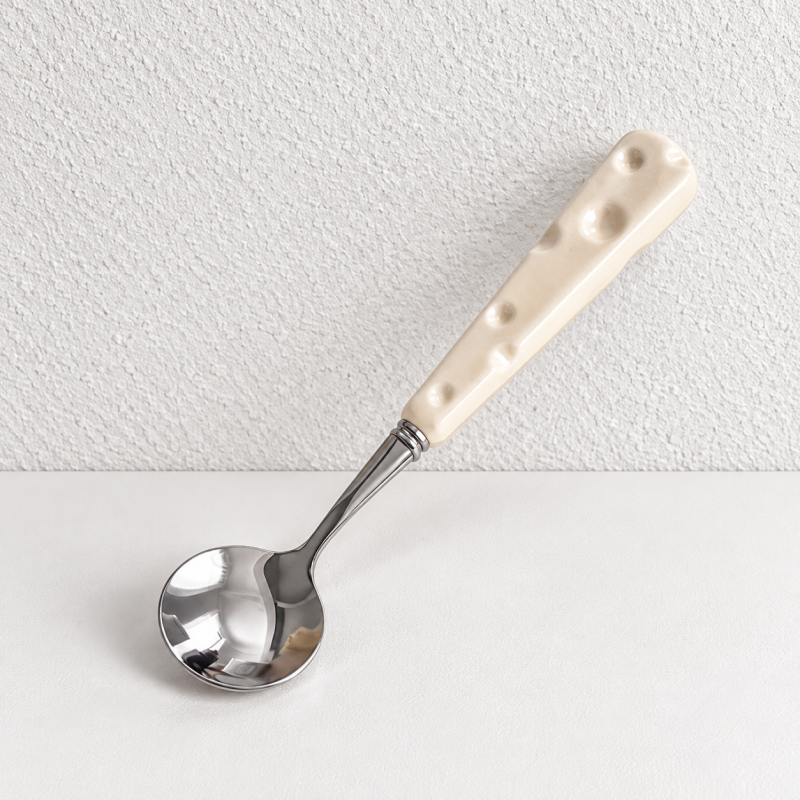 Cheese-Pattern Flatware - Ceramic Handles and Polished Heads
