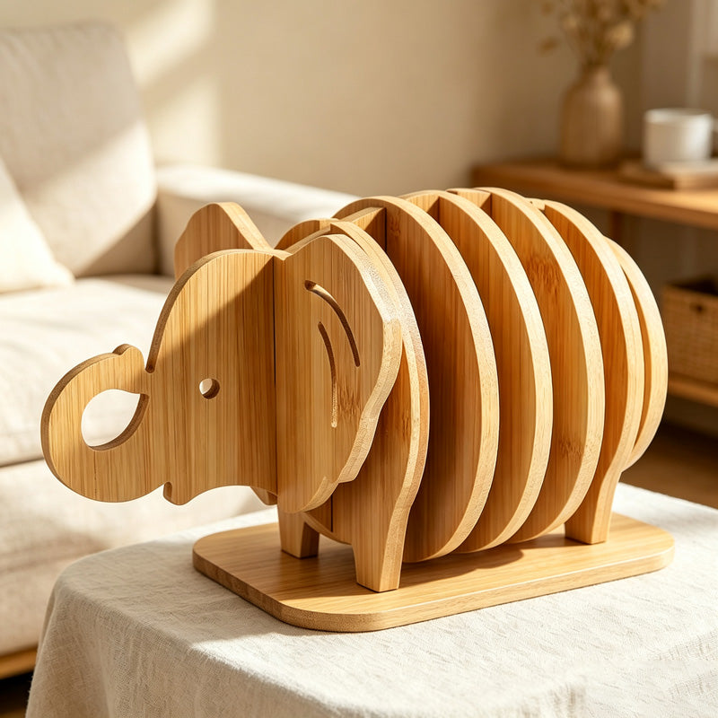 CouldNook Bamboo Animal Trivet Set - Small and Large Shapes