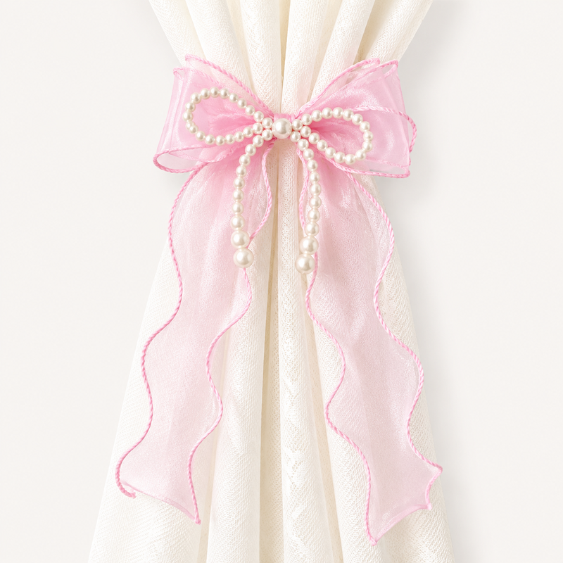 CouldNook Lace Embroidery Bow Curtain Tieback 2PCS Set - Window Styling Accent