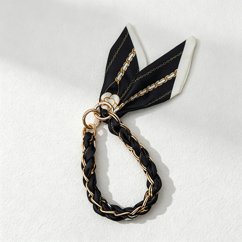 CouldNook Monochrome Scarf Phone Wrist Strap - Neutral Bow Loop