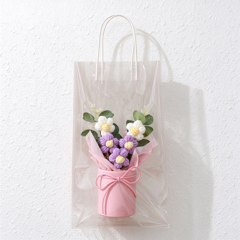 Crochet Flower Arrangement in Pink Display Base