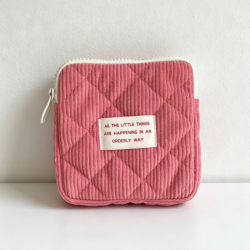 CouldNook Corduroy Quilted Pouch‑Zipper Cosmetic Makeup Bag