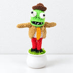 CouldNook Crocheted Character Pot Ornament - Colorful Figures And White Pots