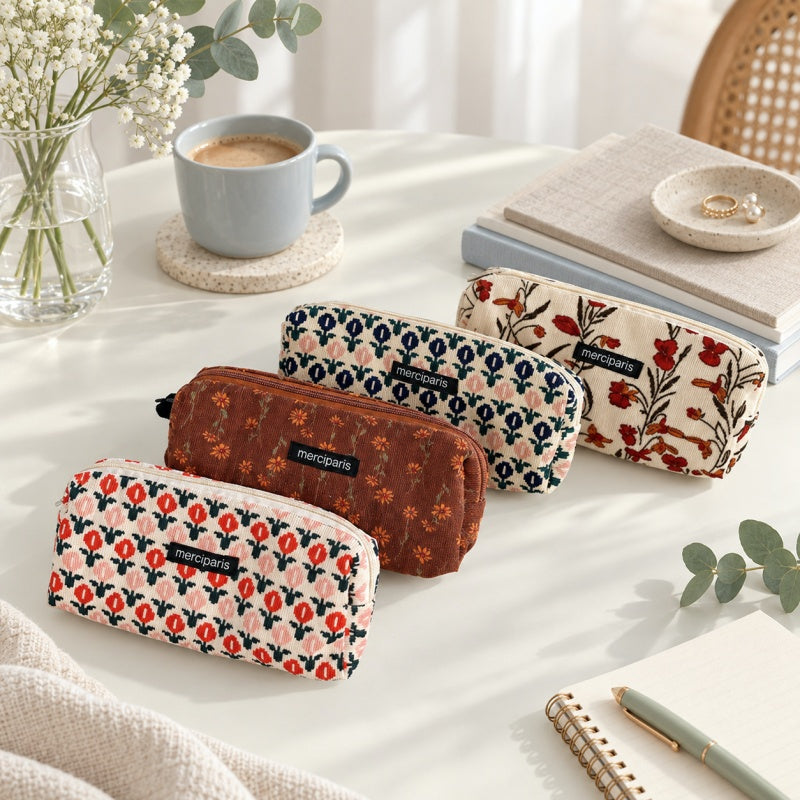 CouldNook Patterned Pencil Case - Ribbed Texture and Long Profile