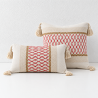 CouldNook Tasseled Cushion Cover - Woven Patterns And Four Corner Tassels