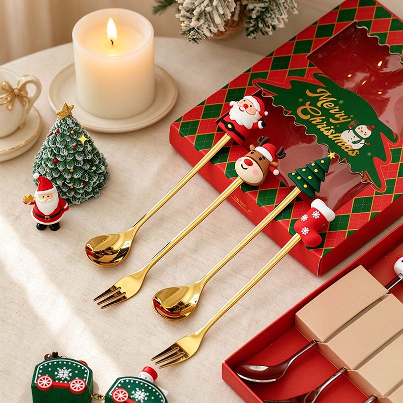 CouldNook Christmas Cutlery Set - Character Tops and Decorative Charm Designs