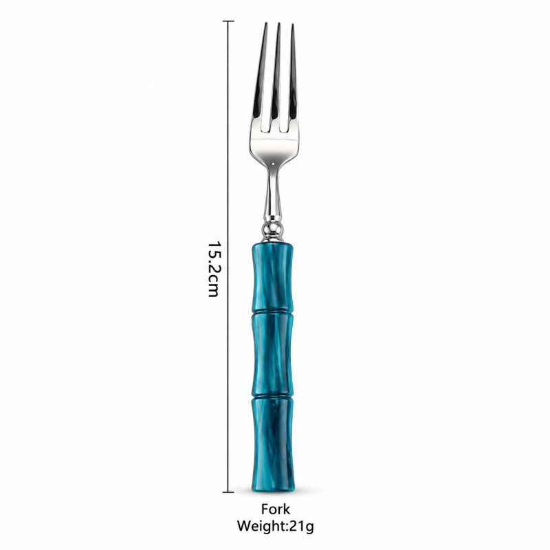 Bamboo Style Flatware - Segmented Acrylic Handles and Steel
