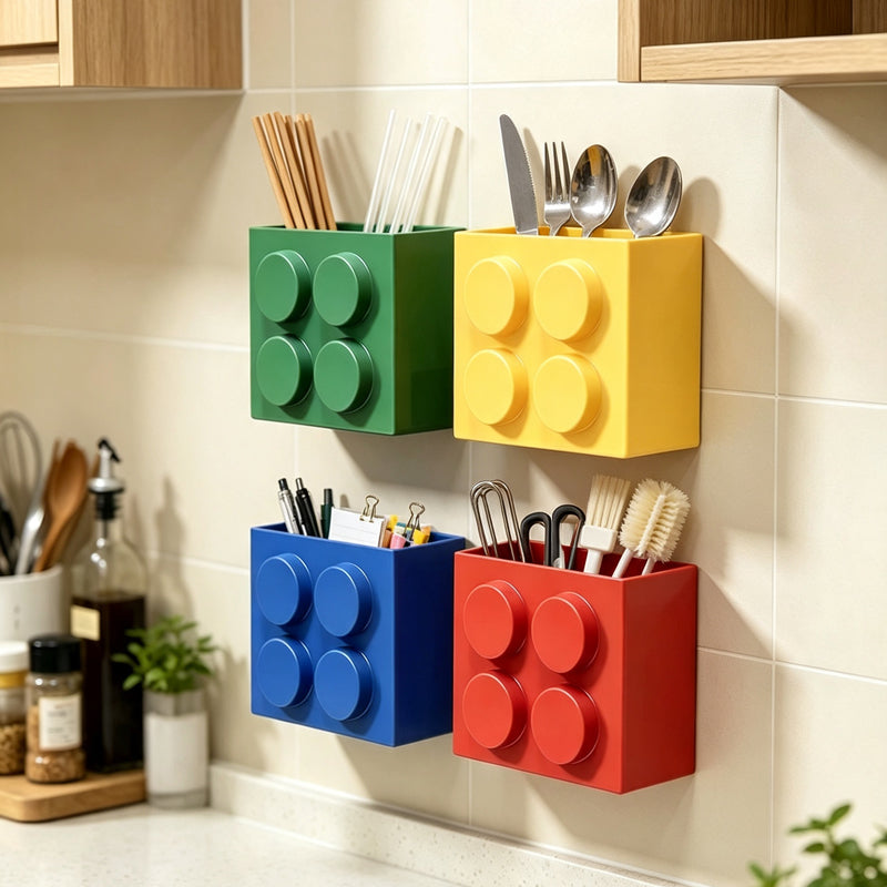 CloudNook Brick‑Shaped Storage Bin‑Magnetic Wall Organizer