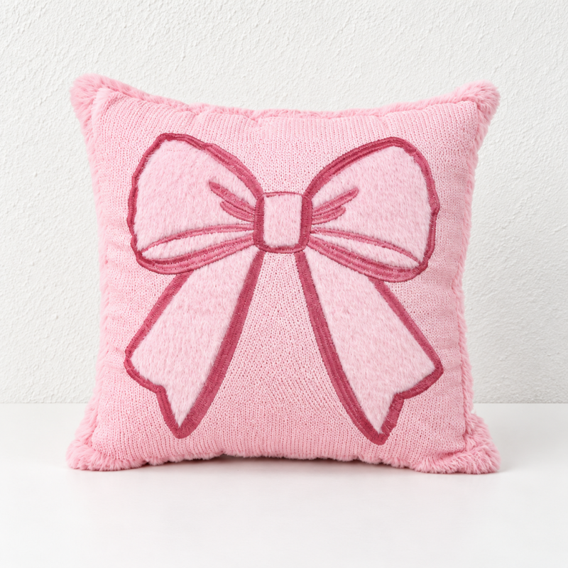 CouldNook Seasonal Pattern Cushion - Plaid Checks And Raised Festive Motifs