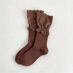 CouldNook Lace Cuff Socks - Wide Floral Trim And Two Lengths