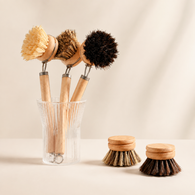 CouldNook Replaceable Head Dish Brush - Long Wood Handle Options