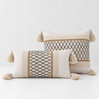 CouldNook Tasseled Cushion Cover - Woven Patterns And Four Corner Tassels