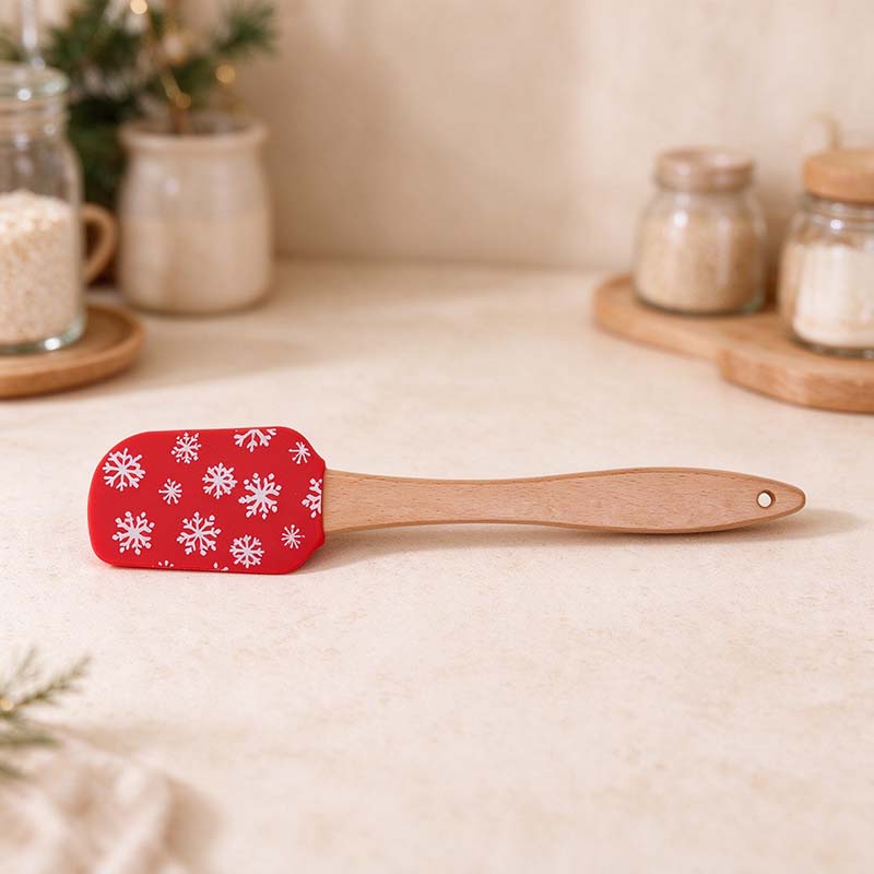 CouldNook Christmas Silicone Spatula - Printed Head and Beech Handle