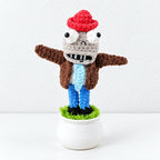 CouldNook Crocheted Character Pot Ornament - Colorful Figures And White Pots