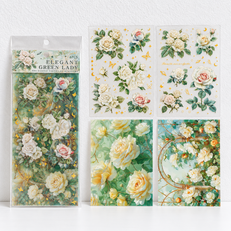 Botanical Stickers - Floral Sprigs Leaves and Rose Designs