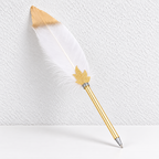 CouldNook Feather Ballpoint Pen - Gold-Tipped Plume and Maple Leaf Accent