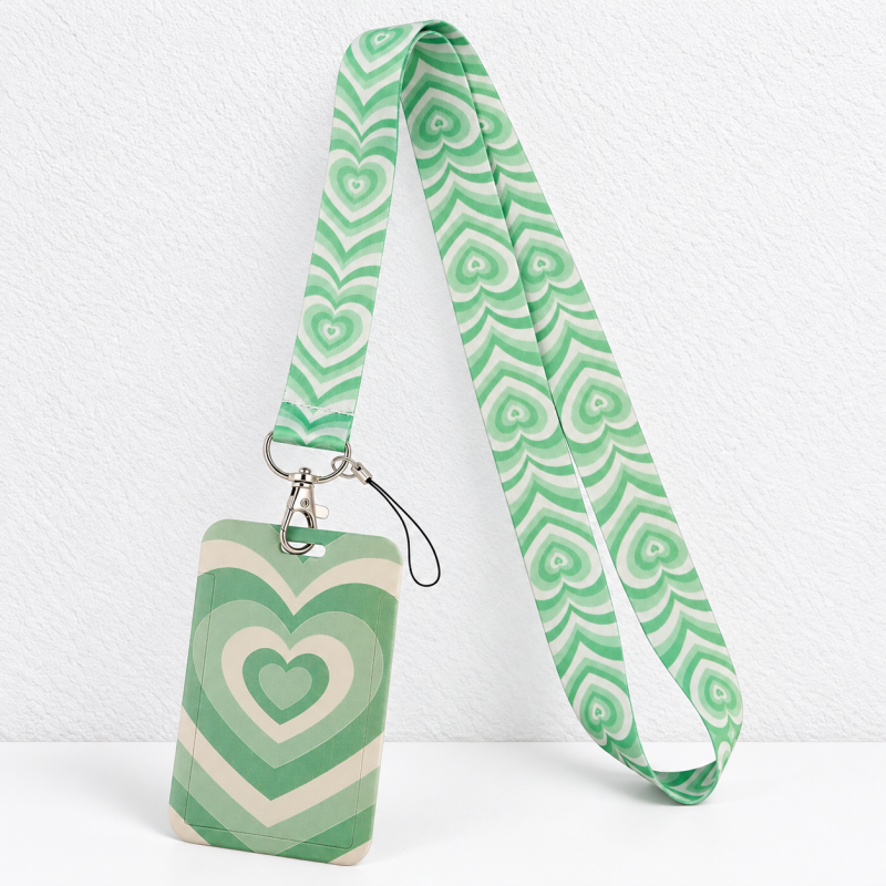 Heart Badge Holder - Patterned Frame and Matching Lanyard
