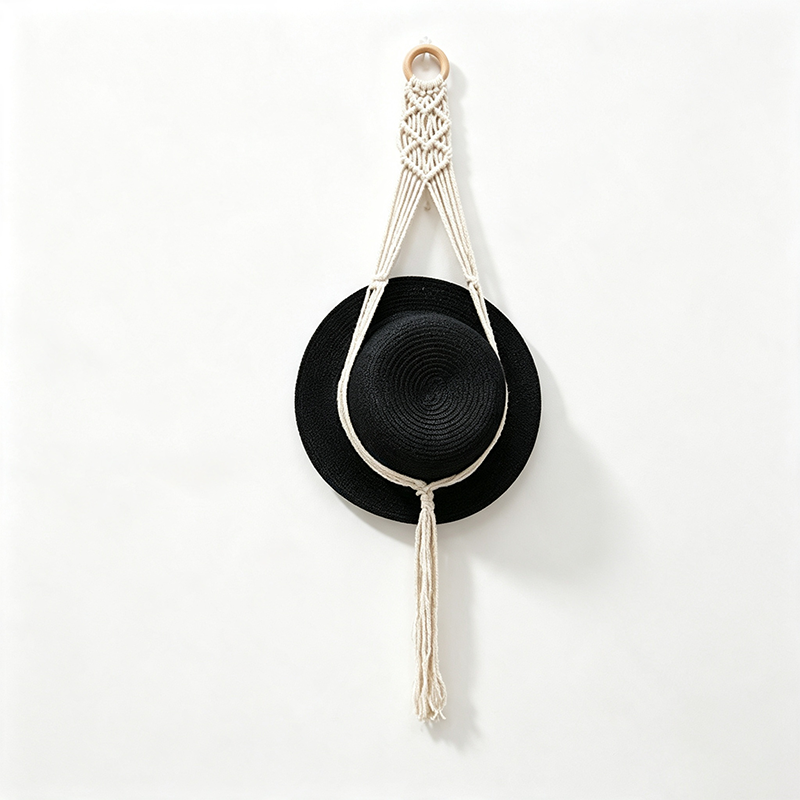 CloudNook Macrame Hat Hanger‑Boho Woven Wall Organizer